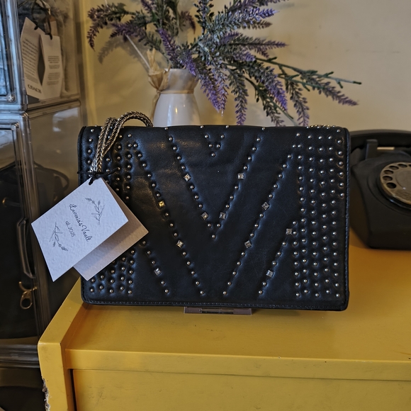 Black MCM Diamond Disco Flap 2 Way Crossbody With Swarovski Crystal Accents-GUC - Picture 9 of 9